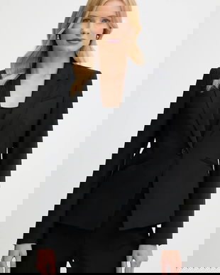 BOSS geacă de lână culoarea negru, un singur rand de nasturi, uni, 50546622