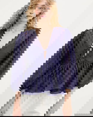 Stine Goya bluză culoarea violet, uni, SG-PF25-T062-1608