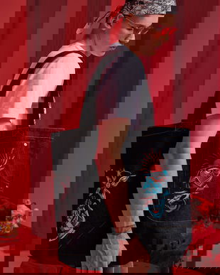 Medicine geantă din denim culoarea negru