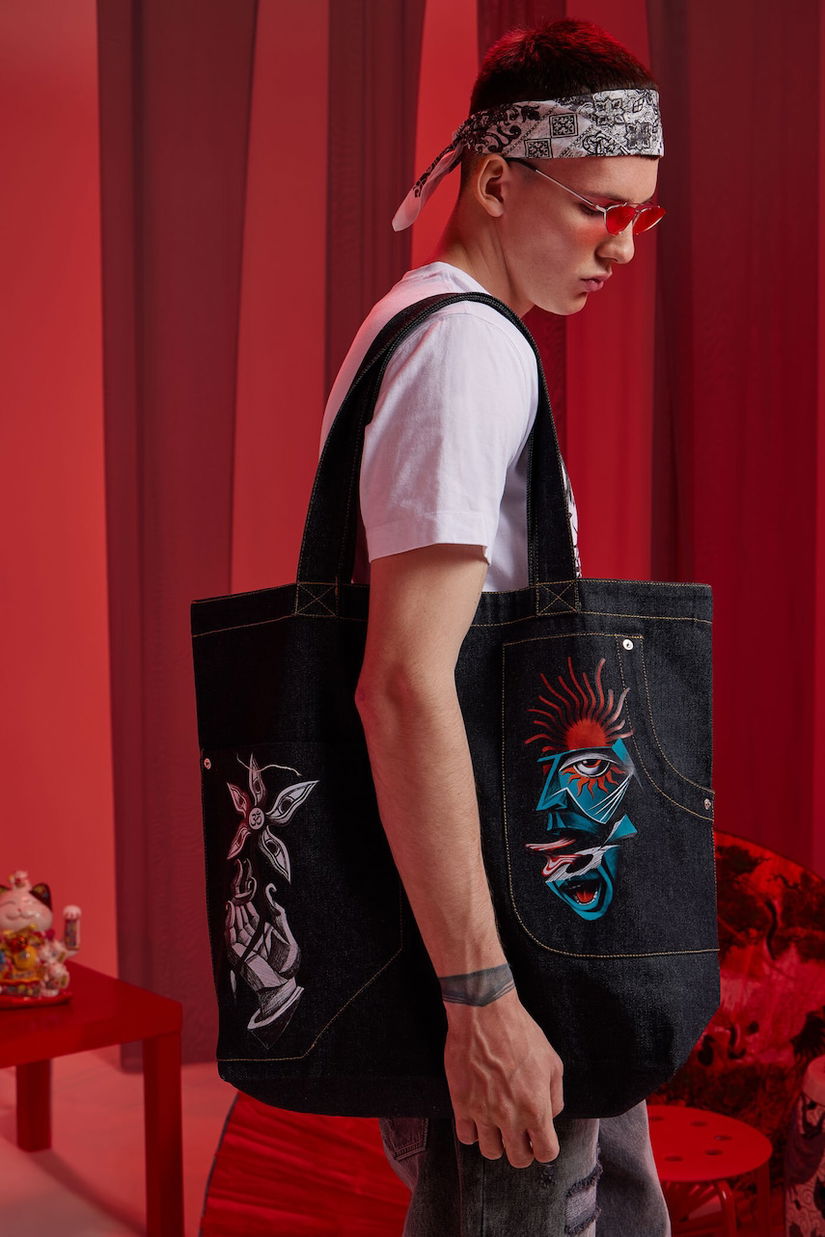 Medicine geantă din denim culoarea negru