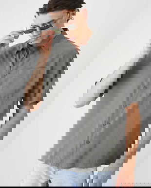 Medicine cămașă culoarea verde, cu guler clasic, relaxed