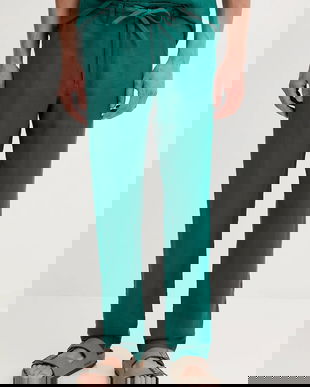 United Colors of Benetton pantaloni din in culoarea bleumarin, mulată, 4AGHUF00M