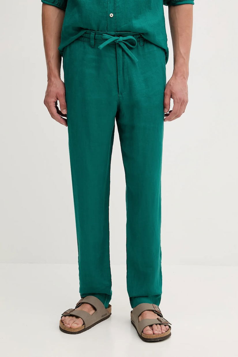 United Colors of Benetton pantaloni din in culoarea bleumarin, mulată, 4AGHUF00M