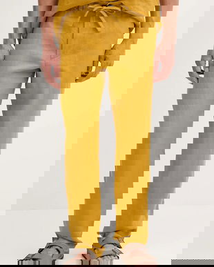 United Colors of Benetton pantaloni din in culoarea bleumarin, mulată, 4AGHUF00M