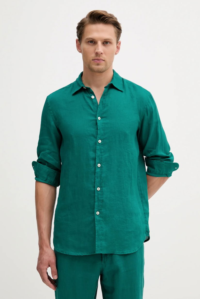 United Colors of Benetton cămașă de in cu guler clasic, regular, 5BKU5QJG8