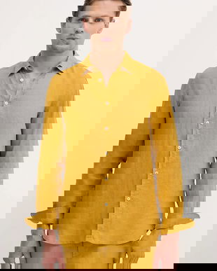 United Colors of Benetton cămașă de in cu guler clasic, regular, 5BKU5QJG8