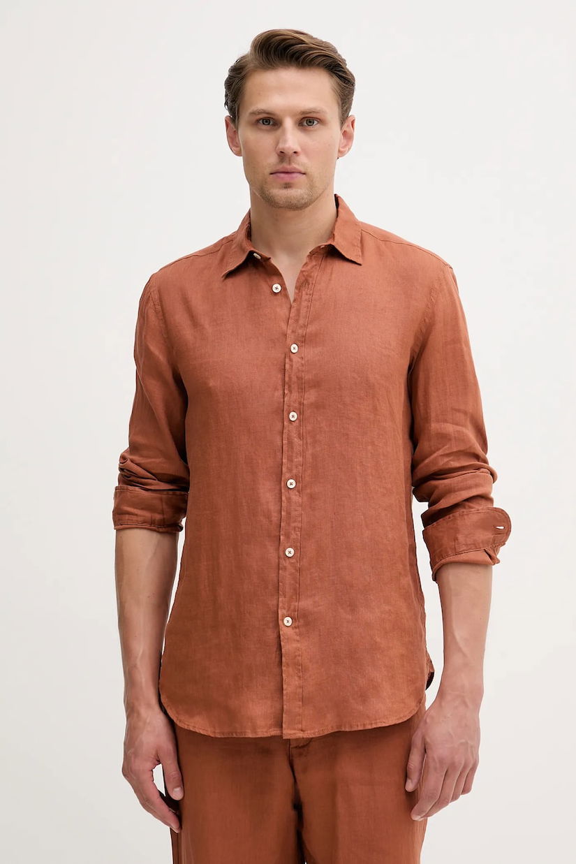 United Colors of Benetton cămașă de in cu guler clasic, regular, 5BKU5QJG8