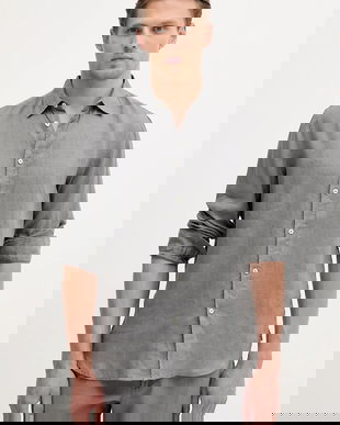 United Colors of Benetton cămașă de in cu guler clasic, regular, 5BKU5QJG8