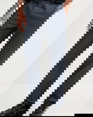 BOSS Orange pantaloni culoarea bleumarin, mulata, 50542977