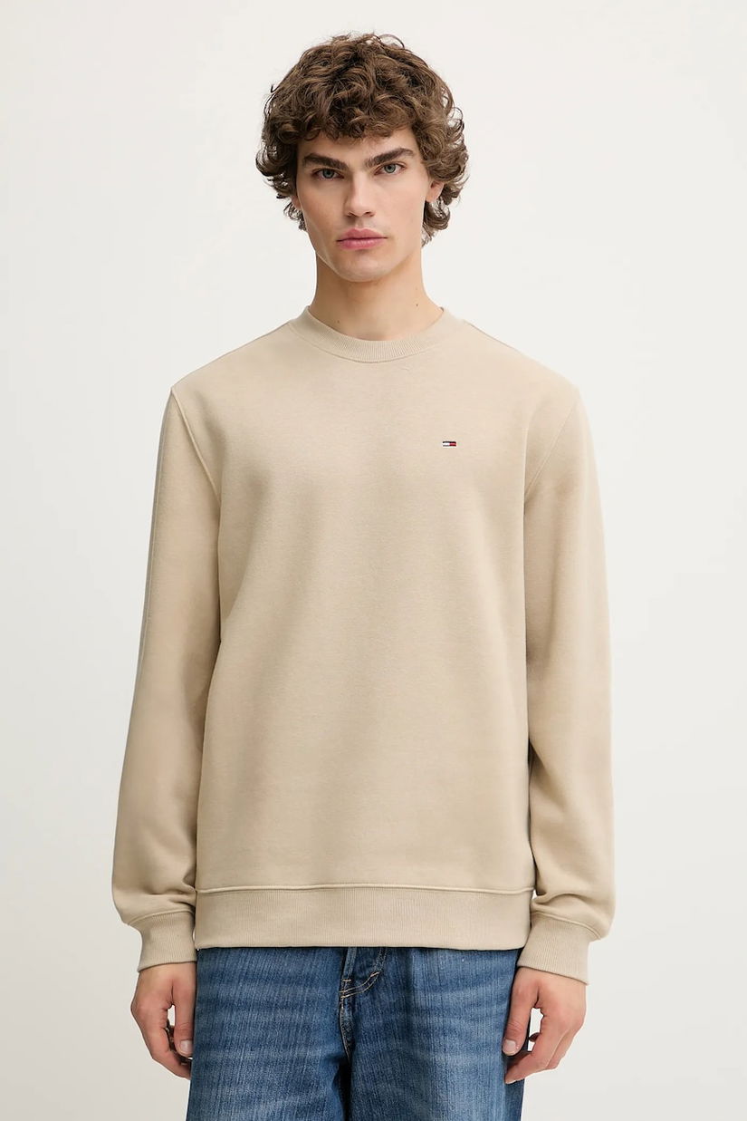 Tommy Jeans bluză culoarea bej, uni, DM0DM20741