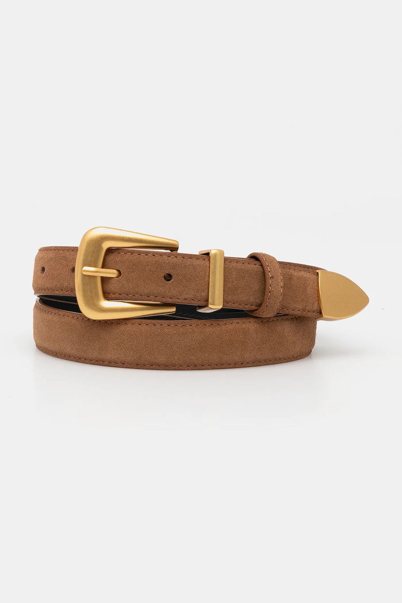Answear Lab curea din piele intoarsa culoarea maro