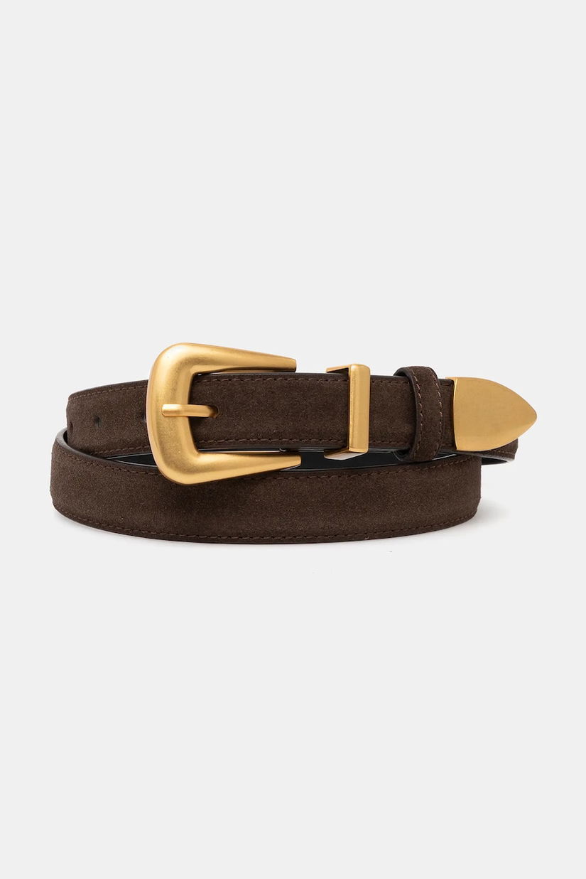 Answear Lab curea din piele intoarsa culoarea maro