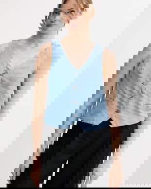 United Colors of Benetton vestă din bumbac un singur rand de nasturi, 2DHJDJ010