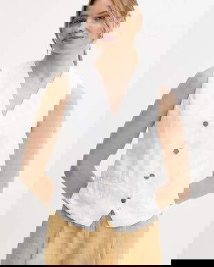 United Colors of Benetton vestă culoarea alb, un singur rand de nasturi, 2LEDDJ00G