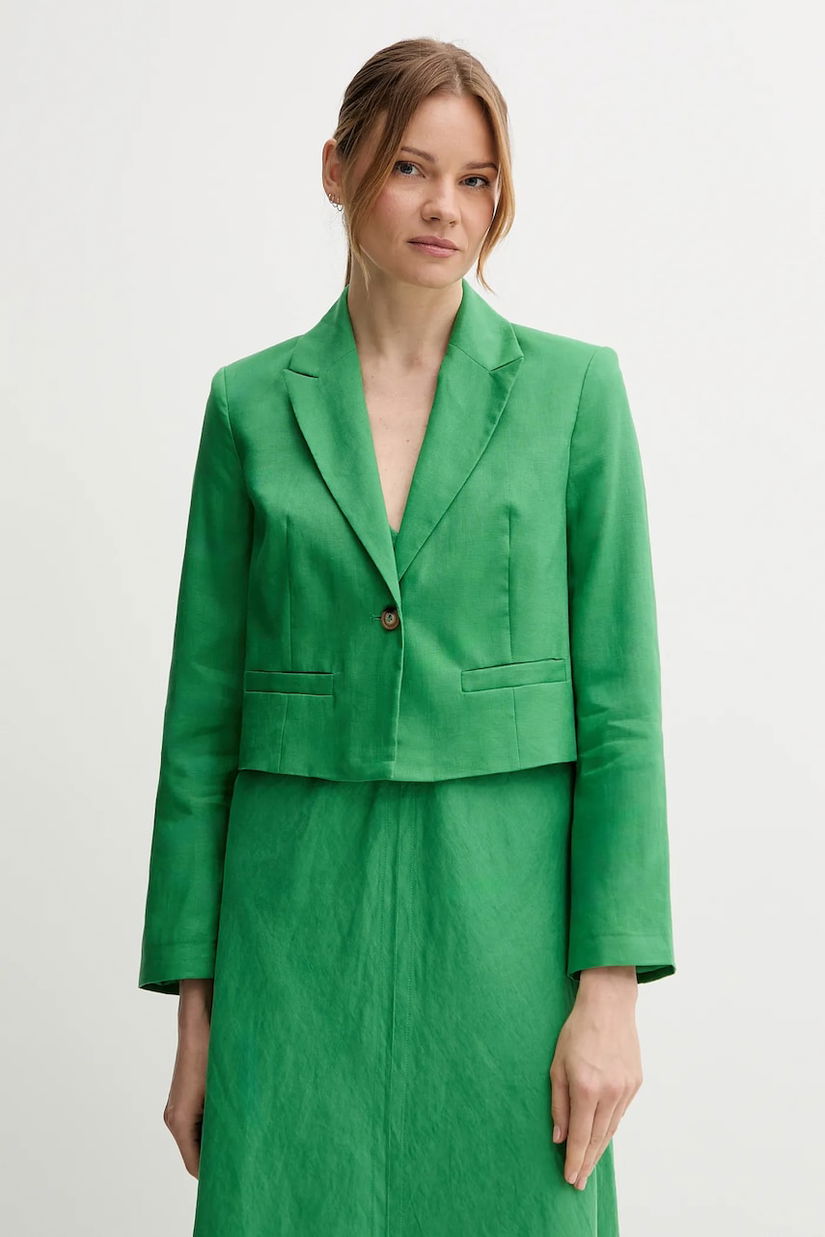 United Colors of Benetton sacou de in culoarea verde, un singur rand de nasturi, uni, 2AGHDW037