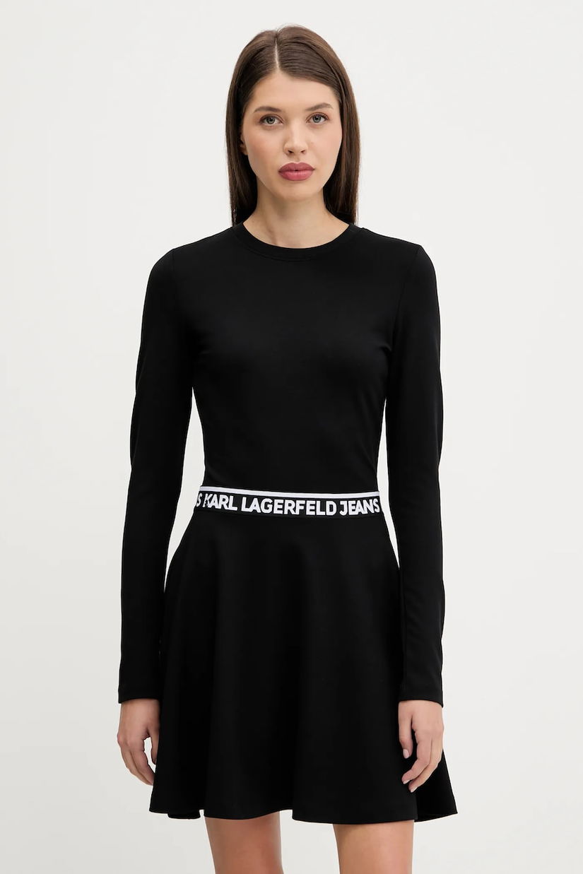 Karl Lagerfeld Jeans rochie culoarea negru, mini, evazati, A3W13009