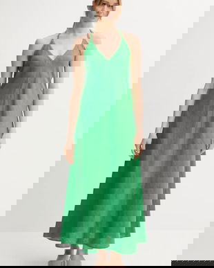 United Colors of Benetton rochie din in culoarea verde, maxi, evazati, 4AGHDV0BF