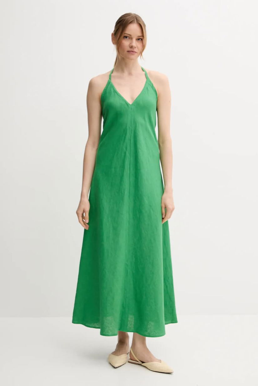 United Colors of Benetton rochie din in culoarea verde, maxi, evazati, 4AGHDV0BF