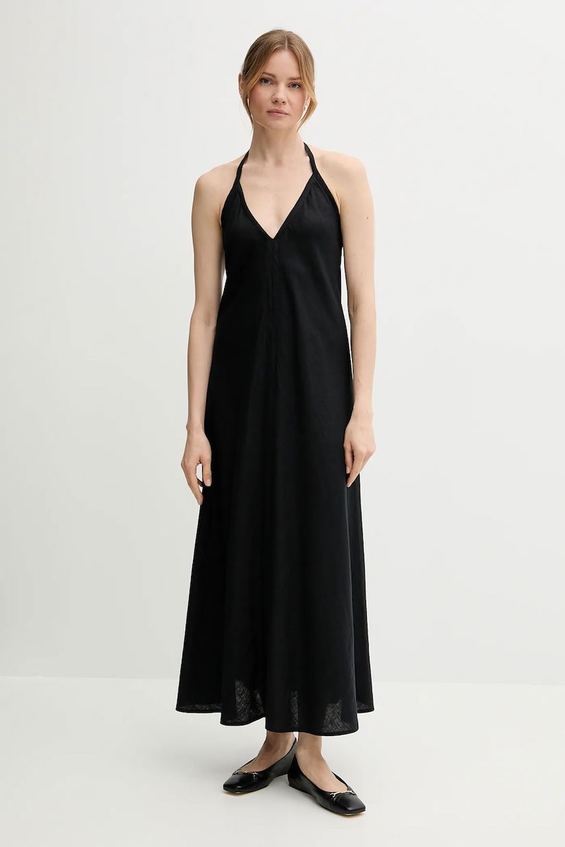United Colors of Benetton rochie din in culoarea negru, maxi, evazati, 4AGHDV0BF