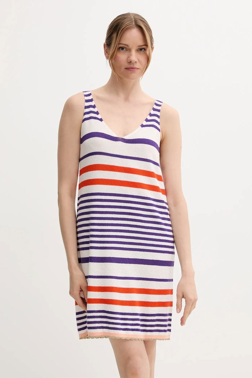 United Colors of Benetton rochie din bumbac culoarea violet, mini, drept, 11945V006