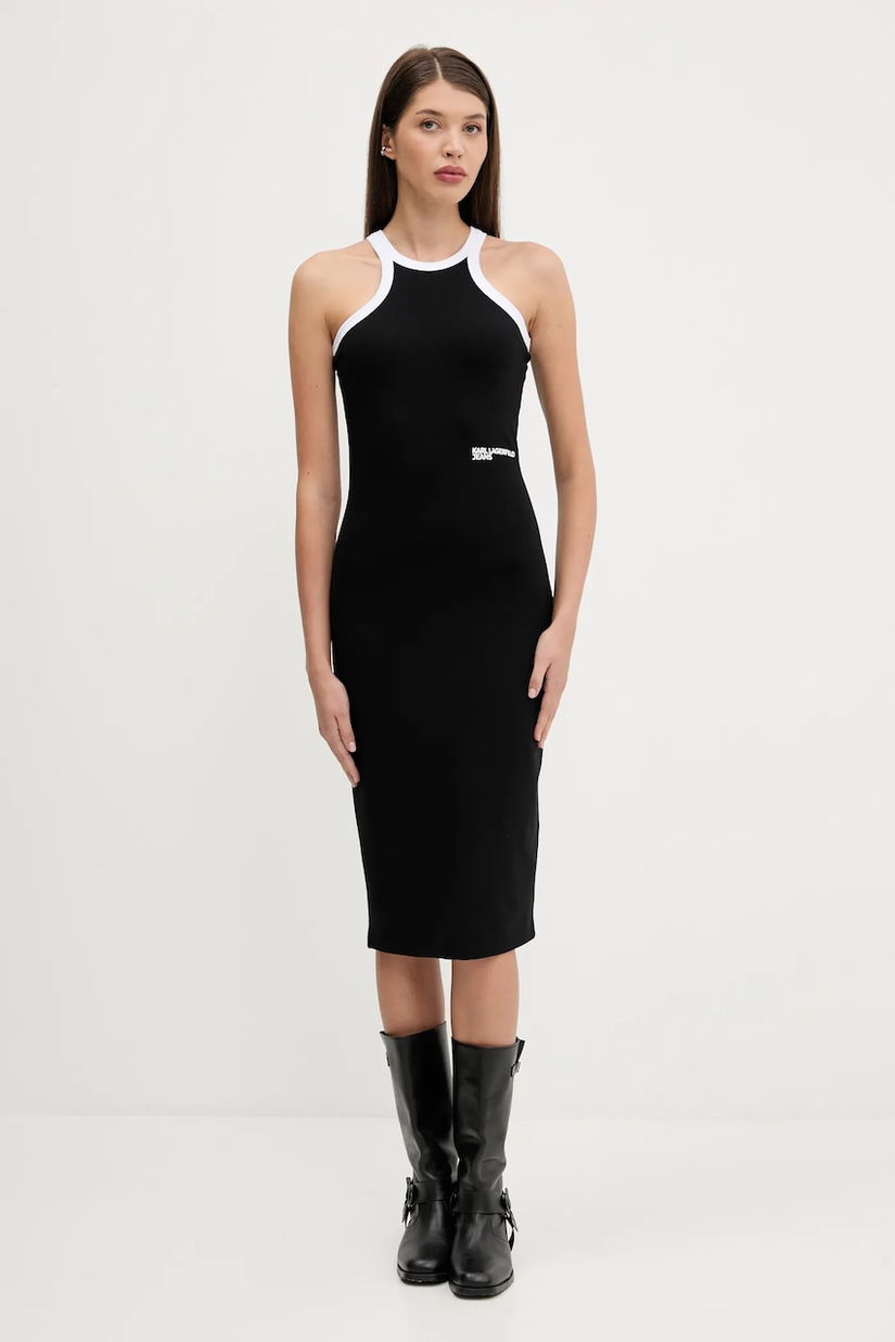 Karl Lagerfeld Jeans rochie culoarea negru, mini, drept, A3W13008