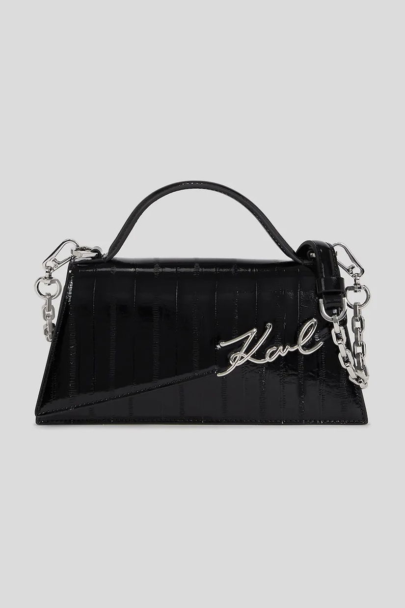 Karl Lagerfeld geantă de piele culoarea negru, A3W30050