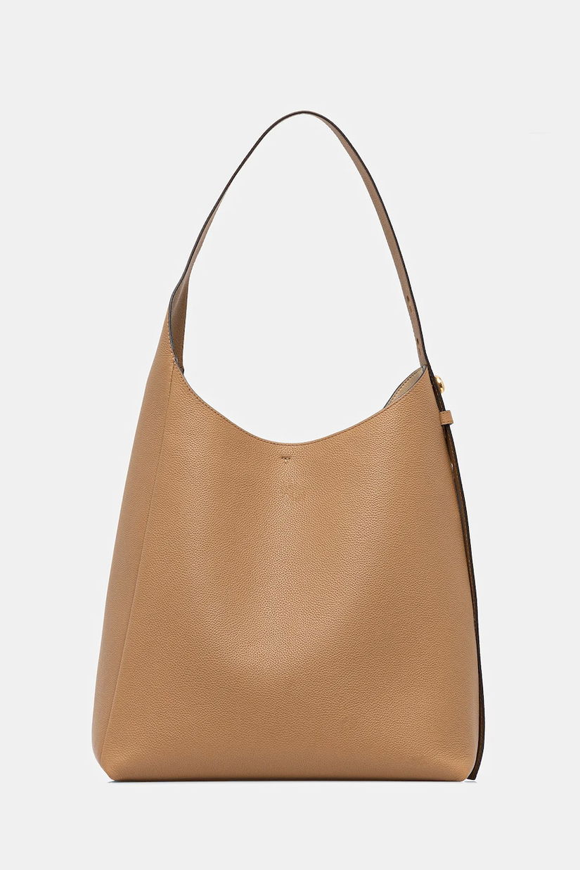 Tory Burch geantă de piele Romy Hobo culoarea bej, 170964-227
