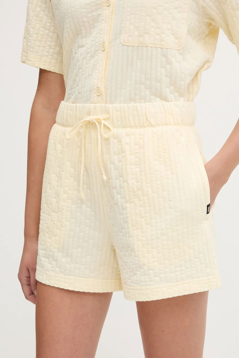 Vans pantaloni scurți culoarea galben, uni, high waist, VN000MBAE301
