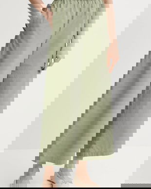 United Colors of Benetton pantaloni de bumbac culoarea verde, drept, high waist, 4AC7DF09A