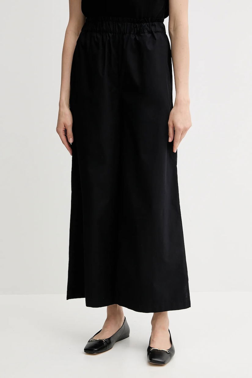 United Colors of Benetton pantaloni de bumbac culoarea negru, drept, high waist, 4AC7DF09A