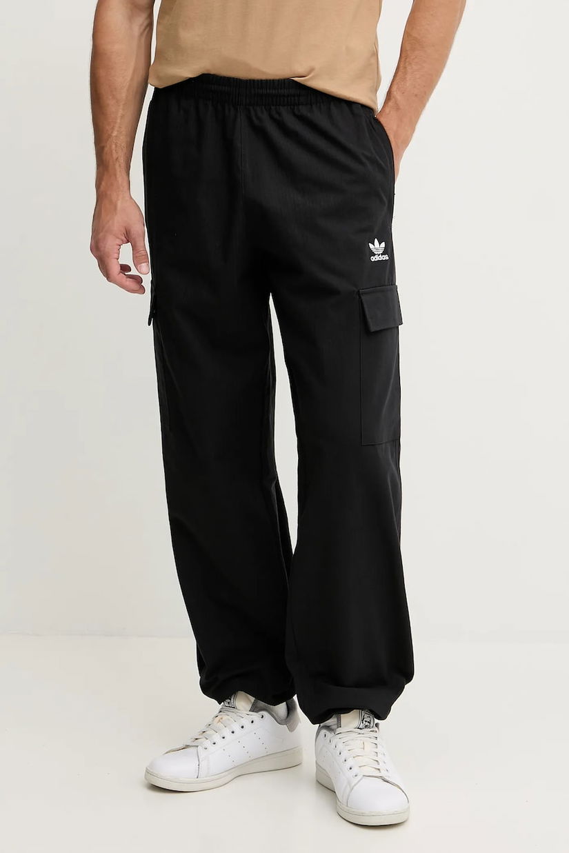 adidas Originals pantaloni de bumbac Essentials culoarea negru, cu fason cargo, JX3913
