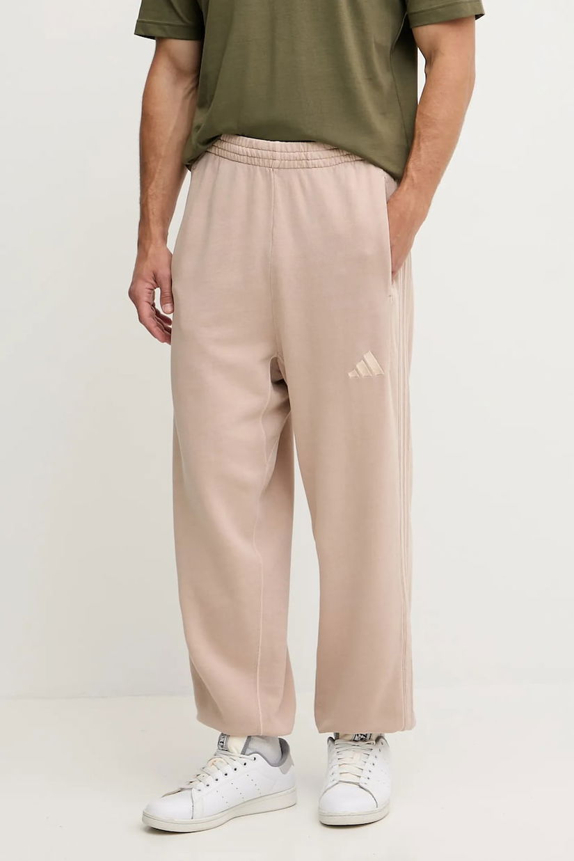 adidas pantaloni de trening din bumbac All SZN culoarea bej, cu imprimeu, JN0619