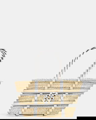 Tory Burch coș de plajă Ella Straw culoarea bej, 169396-101