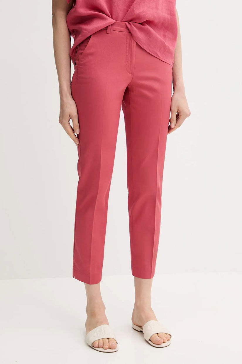 Sisley pantaloni culoarea roz, drept, high waist, 4VPHL5AH6
