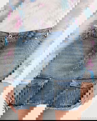 Karl Lagerfeld Jeans fustă din denim mini, drept, A3W12008