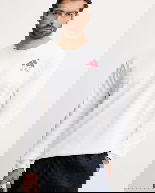 adidas bluză Food Noodle Graphic Sweatshirt culoarea alb, cu imprimeu, JW4347