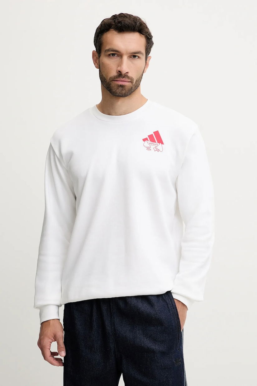 adidas bluză Food Noodle Graphic Sweatshirt culoarea alb, cu imprimeu, JW4347