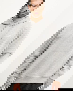 adidas Originals bluză Essentials culoarea gri, cu glugă, melanj, HZ6585