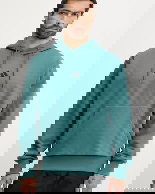 adidas bluză Feelcozy culoarea turcoaz, cu glugă, cu imprimeu, KB7650