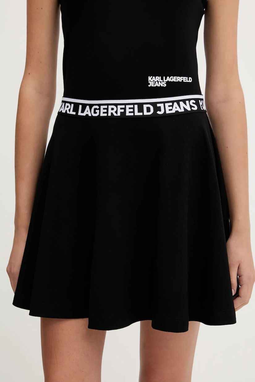 Karl Lagerfeld Jeans fustă culoarea negru, mini, evazati, A3W12004
