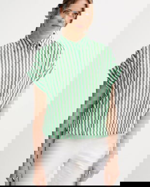 United Colors of Benetton cămașă din amestec de in culoarea verde, cu guler clasic, relaxed, 58I5DQ08M