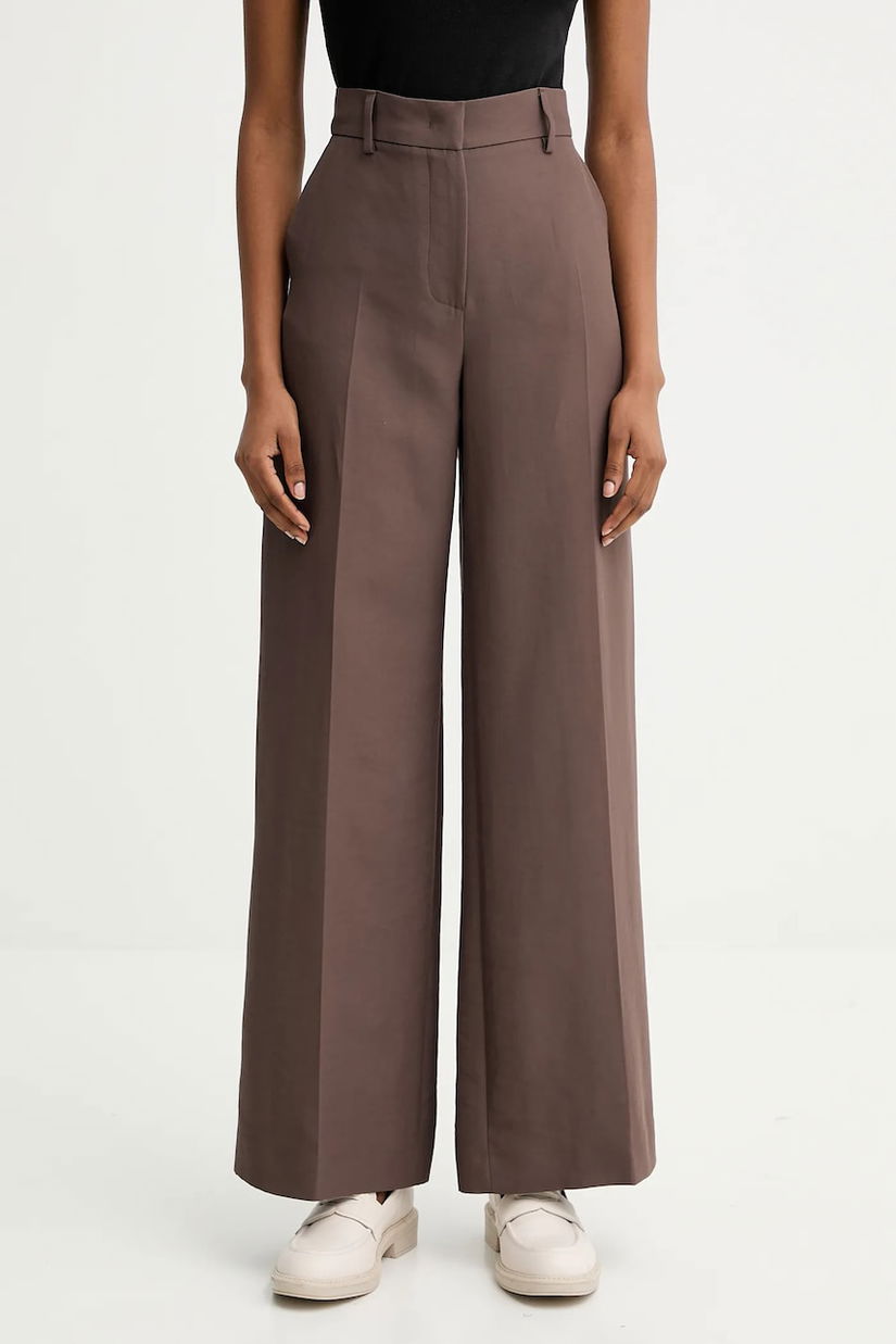 Weekend Max Mara pantaloni BALLO culoarea maro, lat, high waist, 2525136151600