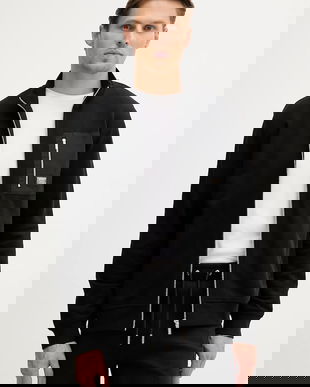 Karl Lagerfeld hanorac de bumbac culoarea negru, cu imprimeu, 553917.705036