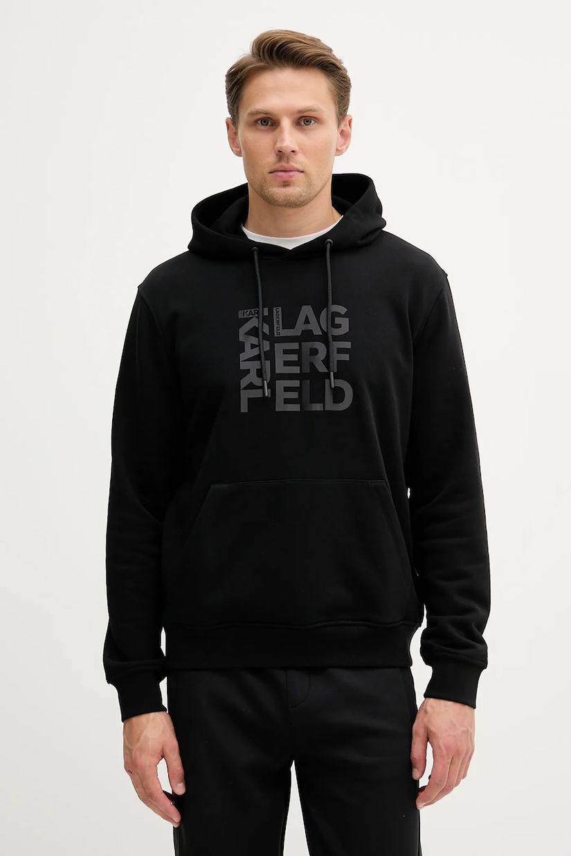Karl Lagerfeld bluză culoarea negru, cu glugă, cu imprimeu, 553910.705039