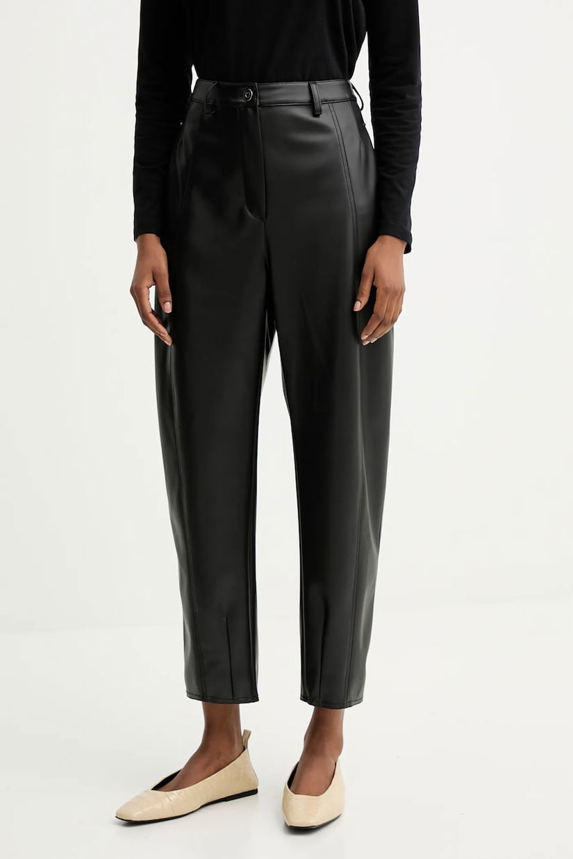 MM pantaloni ANSELMO culoarea negru, drept, high waist, 2526786067600