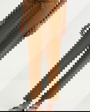 MM pantaloni MARA culoarea maro, drept, high waist, 2526136017600