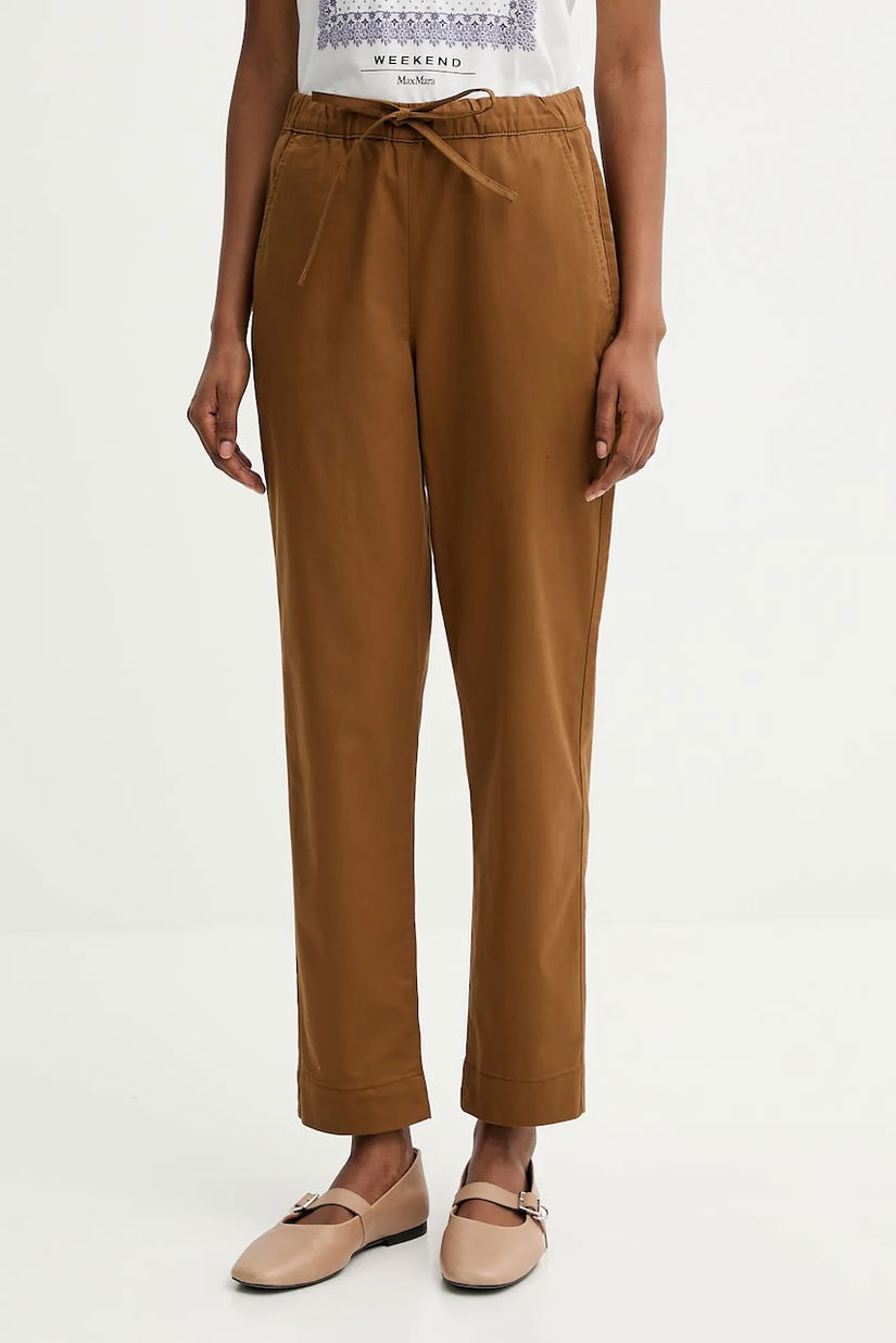 MM pantaloni MARA culoarea maro, drept, high waist, 2526136017600