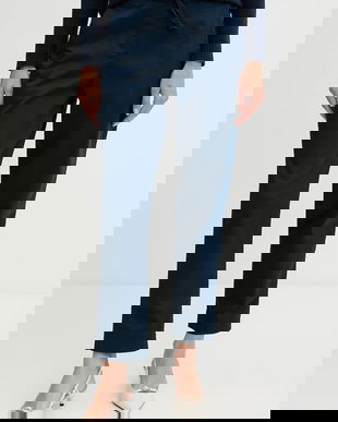 MM pantaloni MARA culoarea bleumarin, drept, high waist, 2526136017600