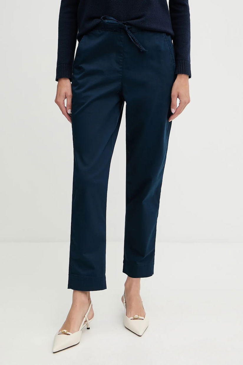 MM pantaloni MARA culoarea bleumarin, drept, high waist, 2526136017600