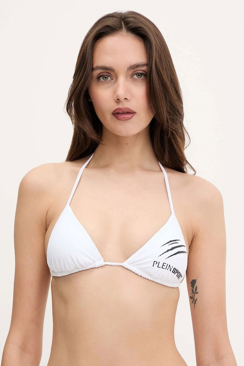 PLEIN SPORT sutien de baie culoarea alb, cupă ușor rigidizată, PS25WTP01
